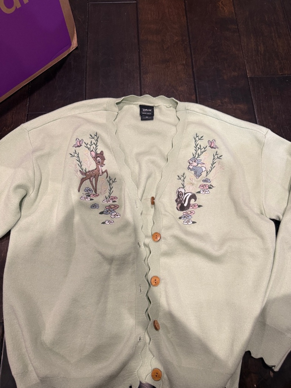 Disney boxlunch Light Green Bambi Embroidered cardigan. Size 3x